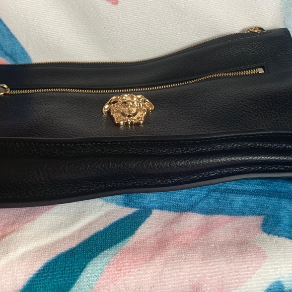 Black Versace Medusa Pebbled Leather Clutch - Picture 7 of 8